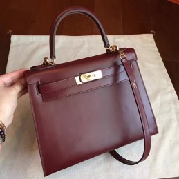 Burgundy Kelly 28 Palladium Hardware Bag
