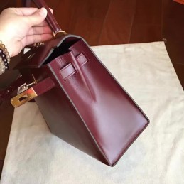 Burgundy Kelly 28 Palladium Hardware Bag