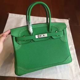 Green Birkin 30 Palladium Hardware Bag