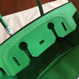 Green Birkin 30 Palladium Hardware Bag