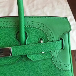 Green Birkin 30 Palladium Hardware Bag