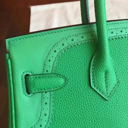 Green Birkin 30 Palladium Hardware Bag