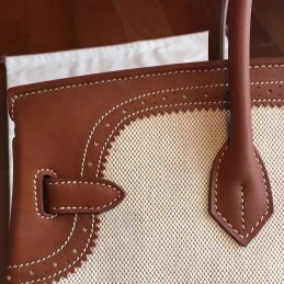Canvas Brown Birkin 35 Palladium Hardware Bag