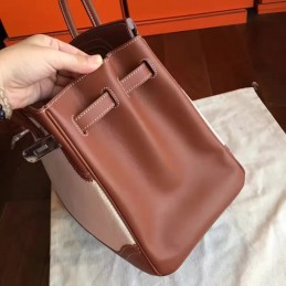 Canvas Brown Birkin 35 Palladium Hardware Bag