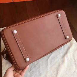 Canvas Brown Birkin 35 Palladium Hardware Bag