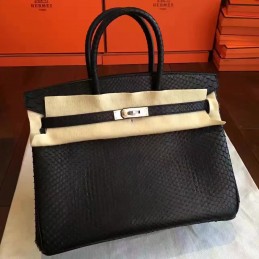 Black Beige Crocodile Leather Birkin 30 Palladium Hardware Bag