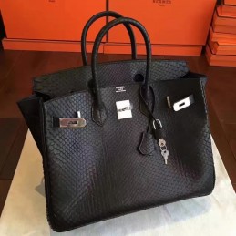 Black Beige Crocodile Leather Birkin 30 Palladium Hardware Bag