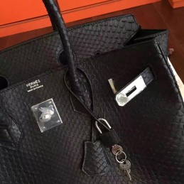 Black Beige Crocodile Leather Birkin 30 Palladium Hardware Bag