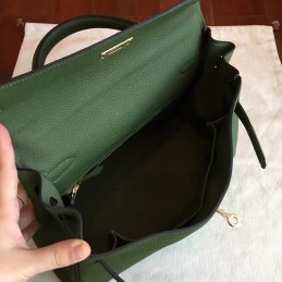 Olive Green Kelly 32 Gold Hardware Bag