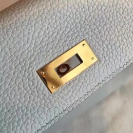 Light Gray Kelly 28 Smooth Leather Gold Hardware Bag