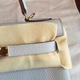 Light Gray Kelly 28 Smooth Leather Gold Hardware Bag