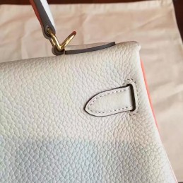 Light Gray Kelly 28 Smooth Leather Gold Hardware Bag