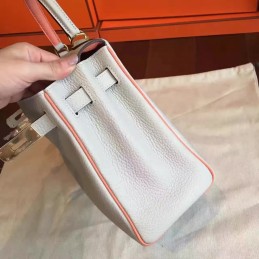 Light Gray Kelly 28 Smooth Leather Gold Hardware Bag