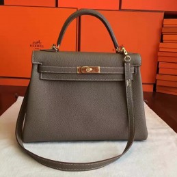Taupe Kelly 32 Gold Hardware Bag