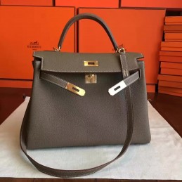 Taupe Kelly 32 Gold Hardware Bag