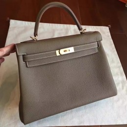 Taupe Kelly 32 Gold Hardware Bag