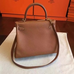 Tan Beige Kelly 28 Gold Hardware Bag
