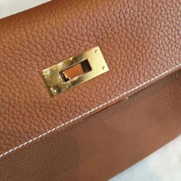 Tan Beige Kelly 28 Gold Hardware Bag