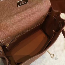 Tan Beige Kelly 28 Gold Hardware Bag
