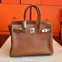 Tan Birkin 30 Smooth Leather Palladium Hardware Bag