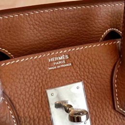 Tan Birkin 30 Smooth Leather Palladium Hardware Bag