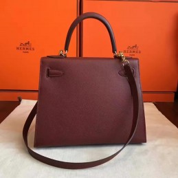 Burgundy Kelly 32 Gold Hardware Bag