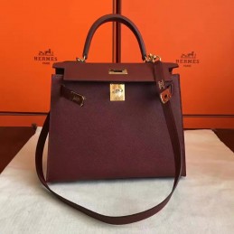 Burgundy Kelly 32 Gold Hardware Bag