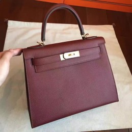 Burgundy Kelly 32 Gold Hardware Bag