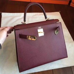 Burgundy Kelly 32 Gold Hardware Bag