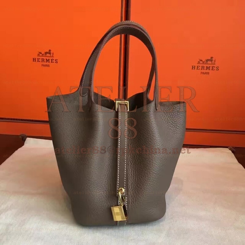 Taupe Picotin Lock 22 Bag