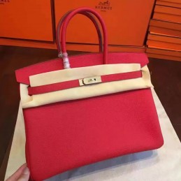 Red Beige Birkin 35 Gold Hardware Bag
