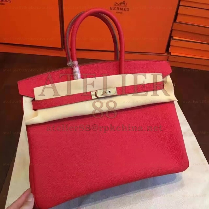 Red Beige Birkin 35 Gold Hardware Bag