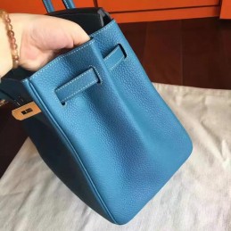 Blue Beige Birkin 35 Palladium Hardware Bag