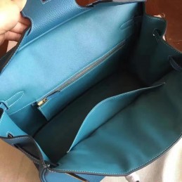 Blue Beige Birkin 35 Palladium Hardware Bag