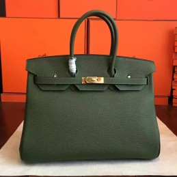 Green Birkin 35 Gold Hardware Bag