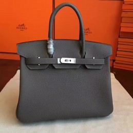 Gray Birkin 30 Palladium Hardware Bag