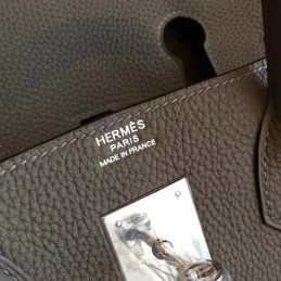 Gray Birkin 30 Palladium Hardware Bag