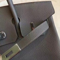 Gray Birkin 30 Palladium Hardware Bag