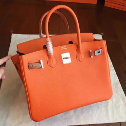 Orange Birkin 30 Palladium Hardware Bag