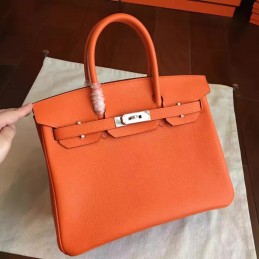 Orange Birkin 30 Palladium Hardware Bag