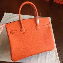 Orange Birkin 30 Palladium Hardware Bag