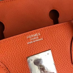 Orange Birkin 30 Palladium Hardware Bag