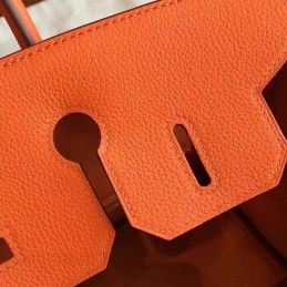 Orange Birkin 30 Palladium Hardware Bag