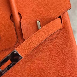 Orange Birkin 30 Palladium Hardware Bag