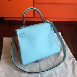 Light Blue Kelly 28 Palladium Hardware Bag