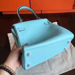 Light Blue Kelly 28 Palladium Hardware Bag