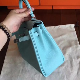 Light Blue Kelly 28 Palladium Hardware Bag