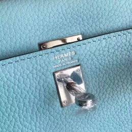 Light Blue Kelly 28 Palladium Hardware Bag