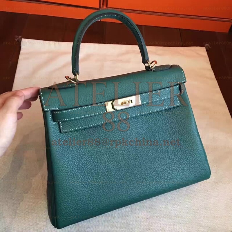 Green Kelly 28 Palladium Hardware Bag