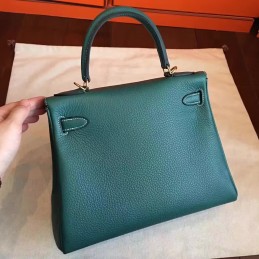 Green Kelly 28 Palladium Hardware Bag